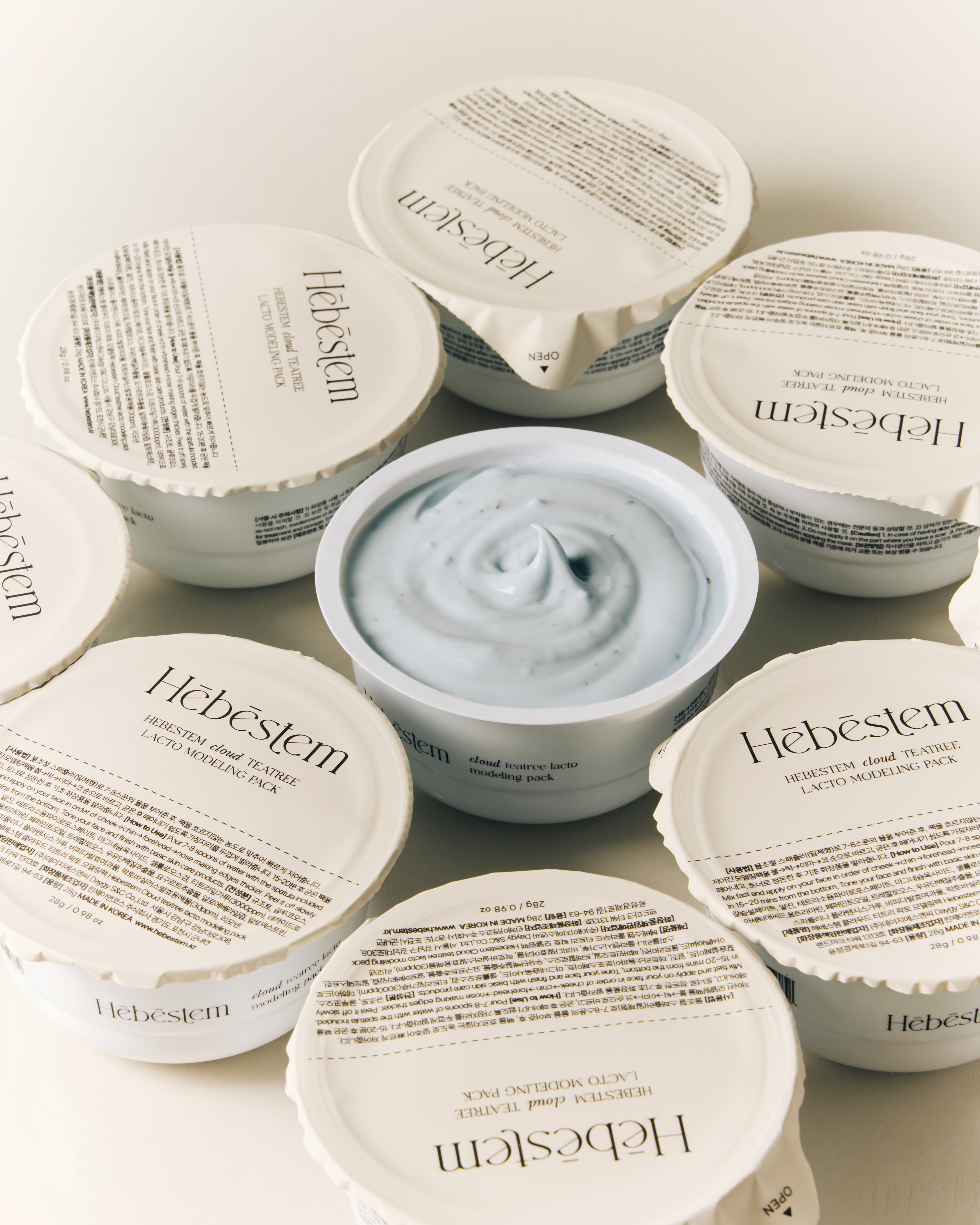 Hebestem Cloud Teatree Lacto Modeling Pack _10 individual packs_box_ Cooling Soothing Moisturizing